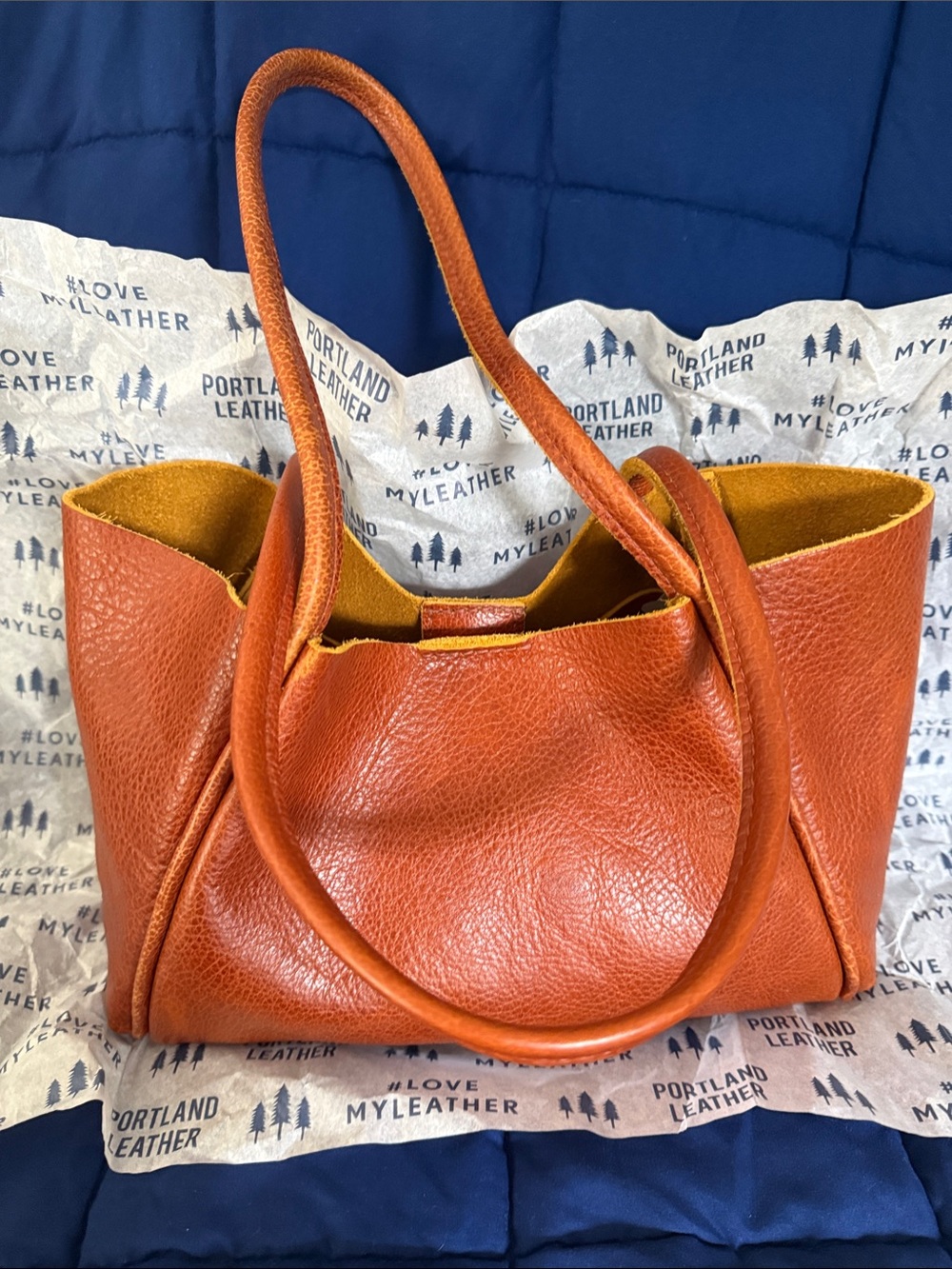 Portland Leather Orange Leather Tote Bag